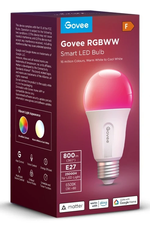Govee Smart żarówka RGB 800LM, Wi-Fi + Bluetooth H6004CC1