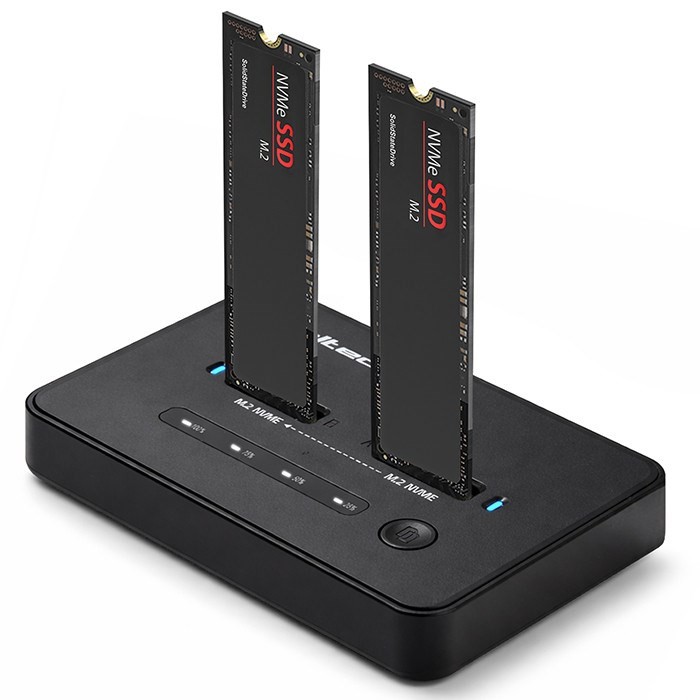 QOLTEC STACJA DOKUJĄCA SSD M.2 NVME | PCIE | USB-C | 20GB/S | DUAL 2X8TB | KLONOWANIE OFFLINE