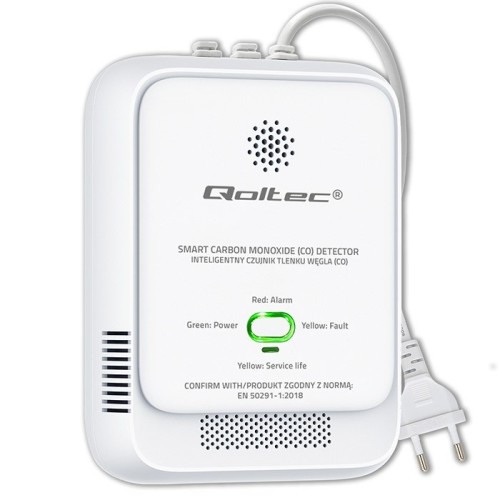 QOLTEC CZUJNIK TLENKU WĘGLA (CZADU) | DETEKTOR CO | ALARM 85DB LED