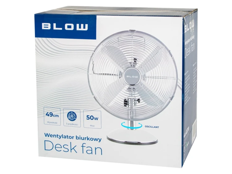 BLOW WENTYLATOR STOŁOWY 30CM SREBRNY METALOWY