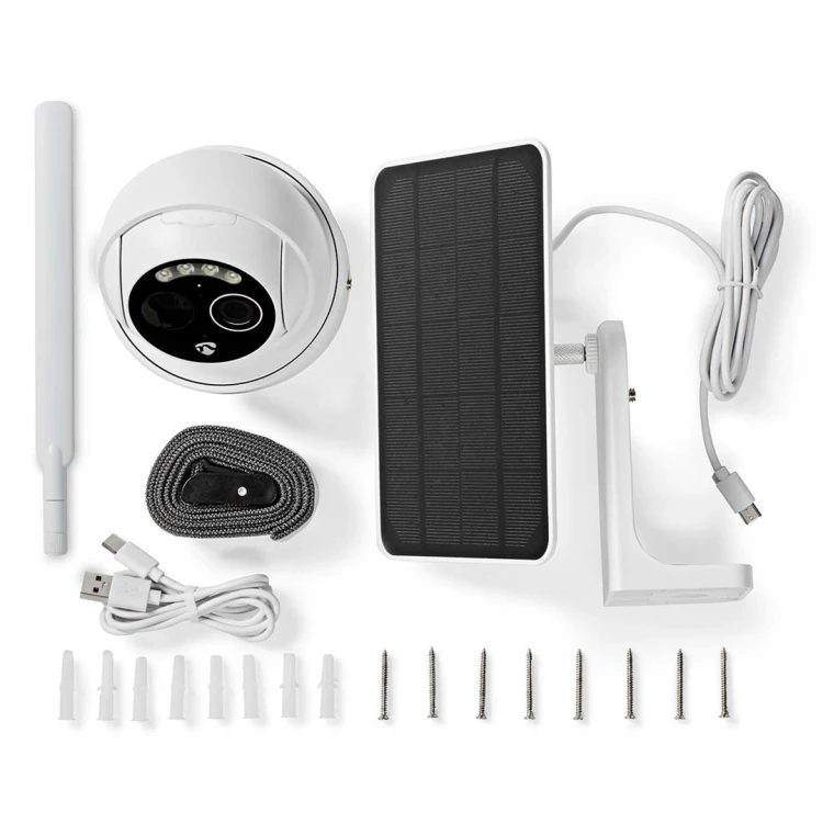 Kamera zewnętrzna Nedis Smartlife 4G, IP65 czujnik ruchu, night vision, biały