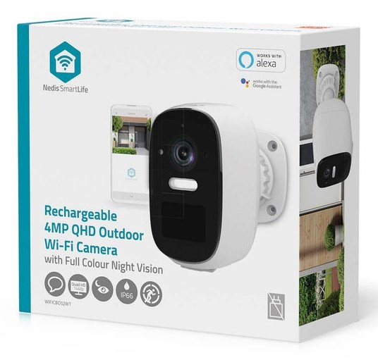 Kamera zewnętrzna Nedis Smartlife Wifi, IP66, czujnik ruchu, night vision, biały