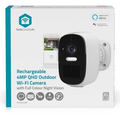 Kamera zewnętrzna Nedis Smartlife Wifi, IP66, czujnik ruchu, night vision, biały