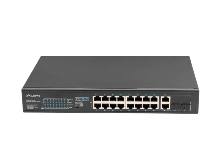 Lanberg Switch rack 19" POE+ 16x 100MB /2X COMBO  GIGABIT ETHERNET 150W