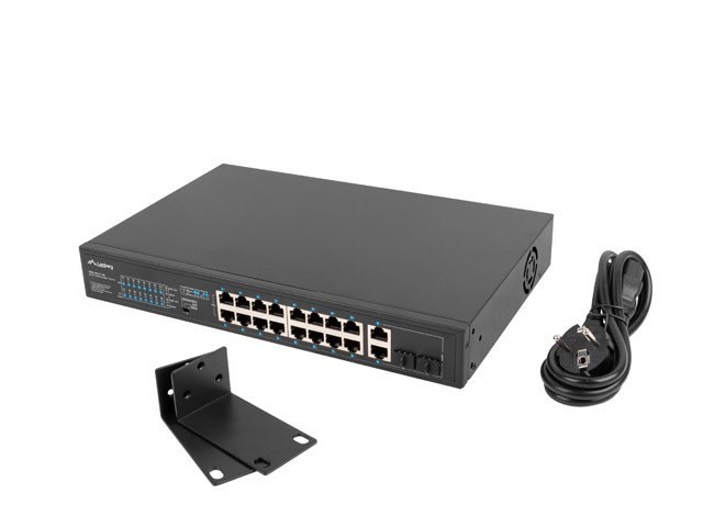 Lanberg Switch rack 19" POE+ 16x 100MB /2X COMBO  GIGABIT ETHERNET 150W