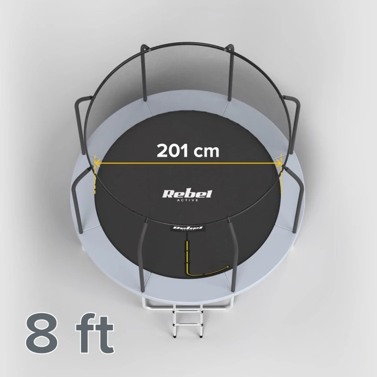 REBEL ACTIVE TRAMPOLINA PRO 8FT/244CM, SIATKA, DRABINKA RBA-8001