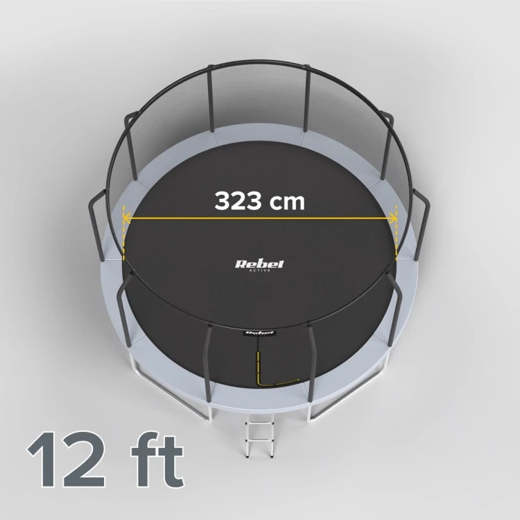 REBEL ACTIVE TRAMPOLINA PRO 12FT/366CM, SIATKA, DRABINKA RBA-8003