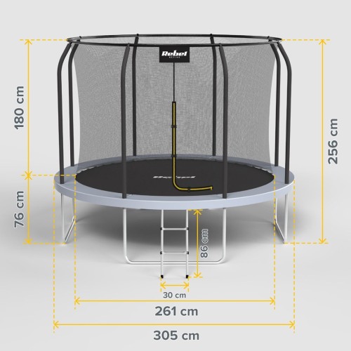 REBEL ACTIVE TRAMPOLINA PRO 10FT/305CM, SIATKA, DRABINKA RBA-8002