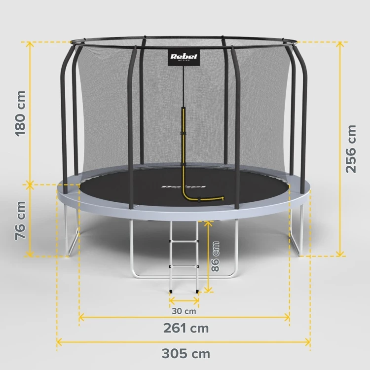 REBEL ACTIVE TRAMPOLINA PRO 10FT/305CM, SIATKA, DRABINKA RBA-8002