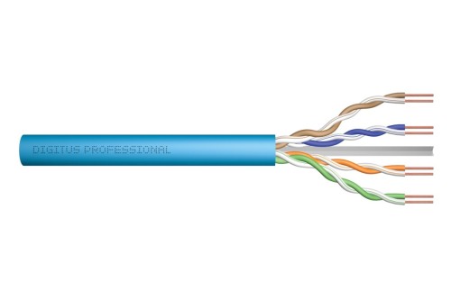Kabel instalacyjny DIGITUS kat.6A, U/UTP, Dca, AWG 23/1, LSOH, 305m, niebieski, szpula