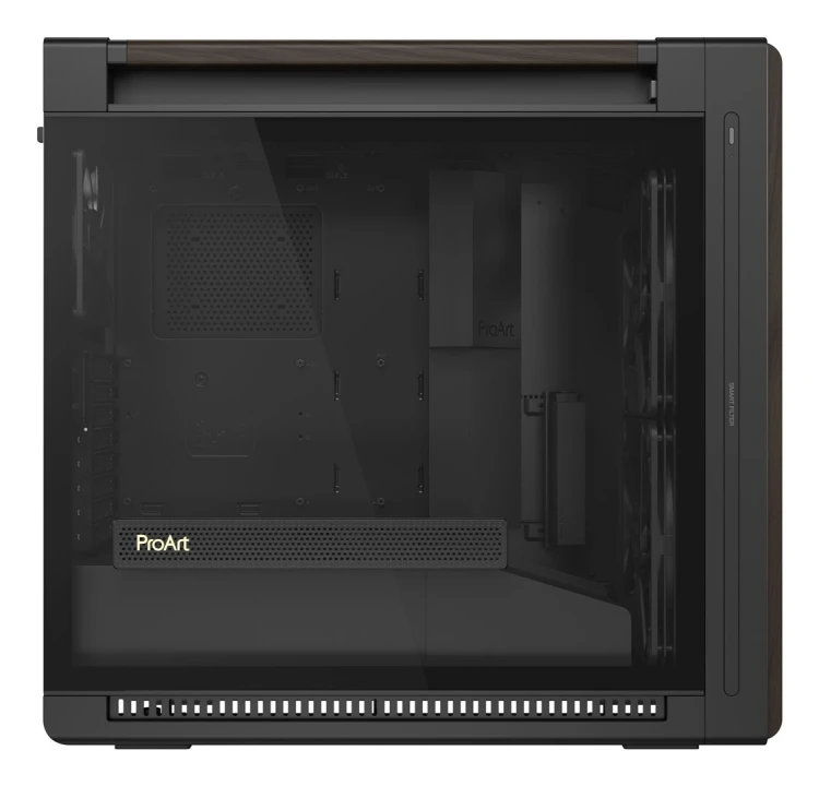 ASUS ProArt PA602 Wood Edition Modern Black - Tempered Glass Panel Midi Tower Czarny, Drewno
