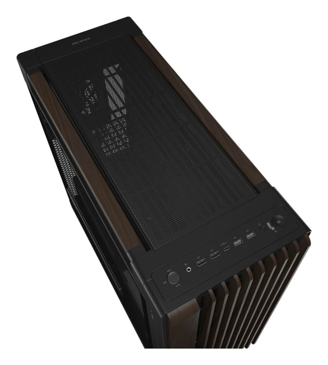 ASUS ProArt PA602 Wood Edition Modern Black - Tempered Glass Panel Midi Tower Czarny, Drewno