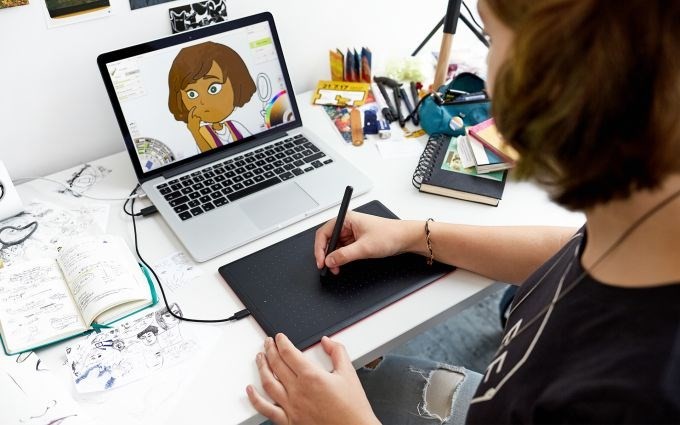 Tablet graficzny Wacom One by Medium Czarny, Czerwony 2540 lpi 216 x 135 mm USB