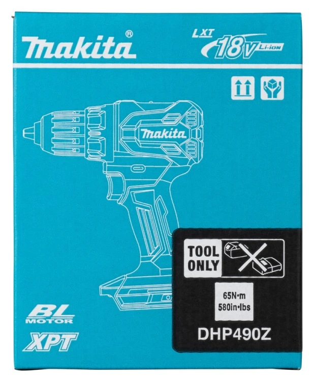 Makita DHP490Z wkrętak zasilany/zakrętark udarowy 1900 RPM Niebieski, Czarny