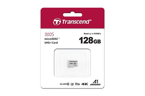 SD microSD Card 128GB Transcend SDXC USD300S-A w/Adapter
