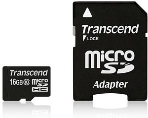 SD microSD Card  16GB Transcend SDHC UHS1 w/adapter
