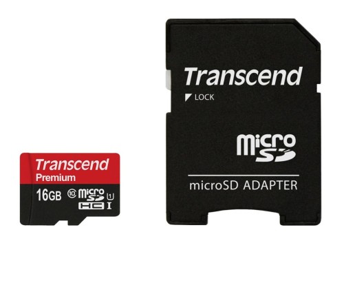 SD microSD Card  16GB Transcend SDHC UHS1 w/adapter