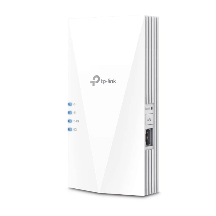 Wzmacniacz sygnału TP-Link AX3000 Wi-Fi 6, szybkość 574 Mb/s w paśmie 2,4 GHz + 2402 Mb/s w paśmie 5 GHz, spec: 2 anteny wewnętrzne, 1 port gigabitowy