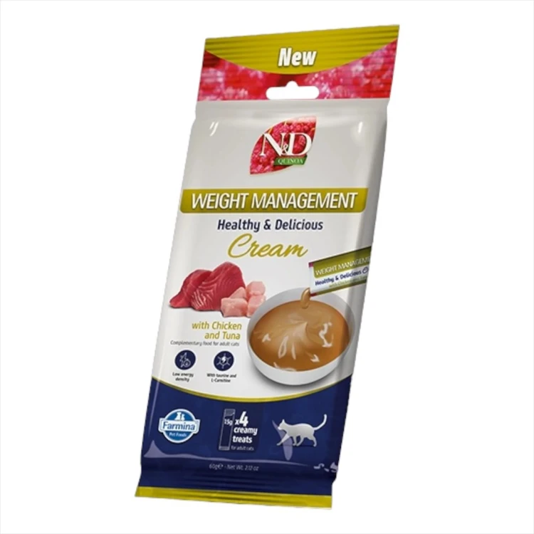 FARMINA N&D QUINOA CAT WEIGHT MANAGEMENT CREAM WITH CHICKEN & TUNA 60gr