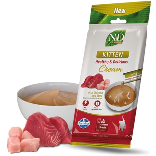 FARMINA N&D PRIME CAT CREAM WITH CHICKEN & TUNA KITTEN 60gr