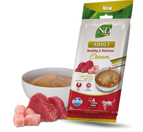 FARMINA N&D PRIME CAT CREAM WITH CHICKEN & TUNA ADULT 60gr