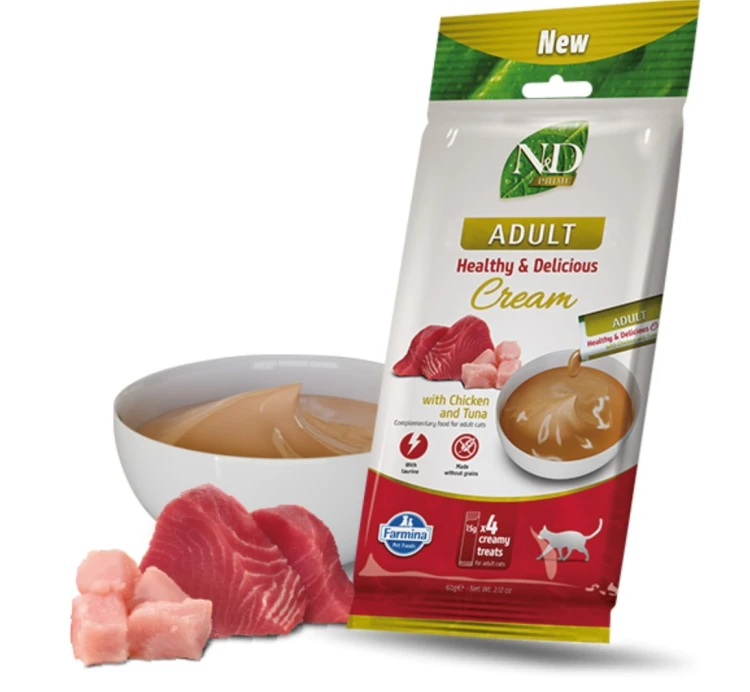FARMINA N&D PRIME CAT CREAM WITH CHICKEN & TUNA ADULT 60gr
