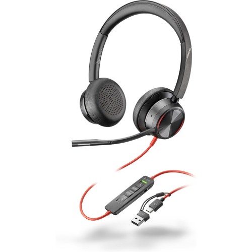 POLY Zestaw słuchawkowy Blackwire 8225 Stereo USB-C + przejściówka USB-C/A