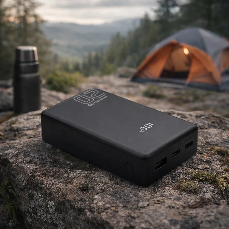 EVERACTIVE POWERBANK 20 000MAH, 1X USB, 2X USB-C, 20W, QC4+, WYŚWIETLACZ LCD, CZARNY EB-22QB