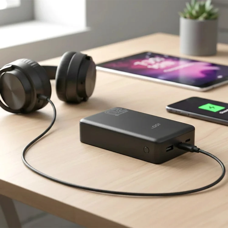 EVERACTIVE POWERBANK 20 000MAH, 1X USB, 2X USB-C, 20W, QC4+, WYŚWIETLACZ LCD, CZARNY EB-22QB