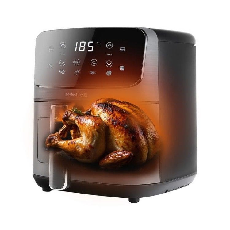 ELDOM FRYTKOWNIC BEZTŁUSZCZOWA FR45 FRITELO 1500W REGULACJA TEMP 80-200°C SZKLANE OKNO W POJEMNIKU DOTYKOWY PANEL STERUJĄCY
