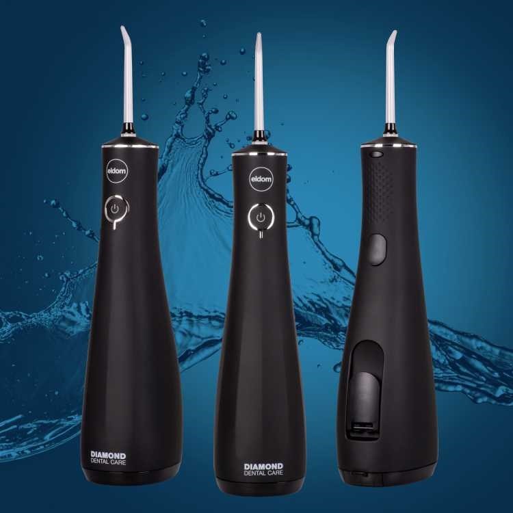ELDOM IRYGATOR RY200C 230 ML BEZPRZEWODOWY, CZAS PRCY 60 MIN. CZAS ŁADOWANIA OK. 6 H ,ETUI PODRÓŻNE, PRZEWÓD USB, IPX7 CZARNY