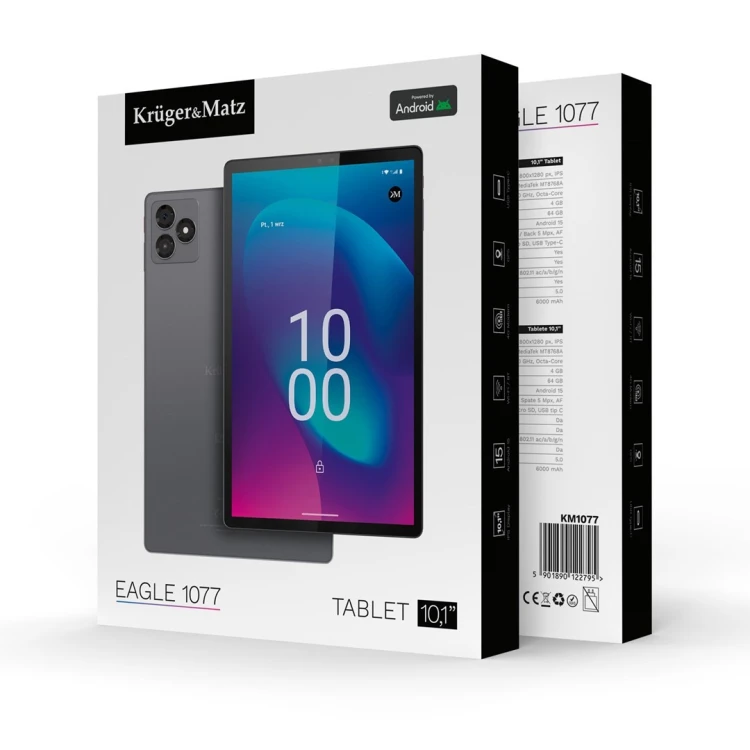 Krüger&Matz KM1077 tablet 4 GB RAM 64 GB Octa-Core (10.1") Wi-Fi 5 (802.11ac) Android 15