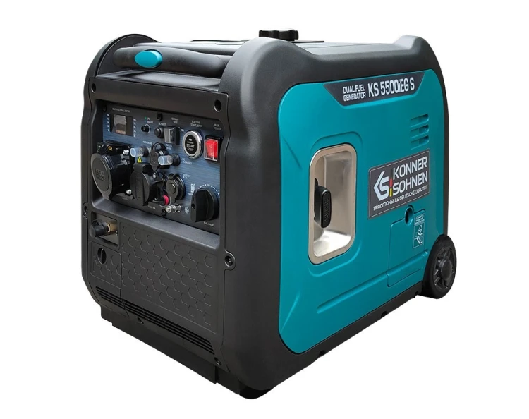 Könner & Söhnen KS 5500iEG S agregat prądotwórczy 5000 W 13,5 l Gazu płynny (LPG), Benzynowy Kolor Aqua, Czarny