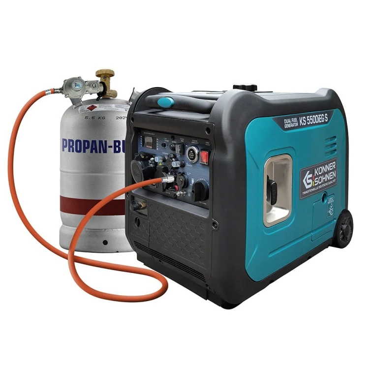 Könner & Söhnen KS 5500iEG S agregat prądotwórczy 5000 W 13,5 l Gazu płynny (LPG), Benzynowy Kolor Aqua, Czarny