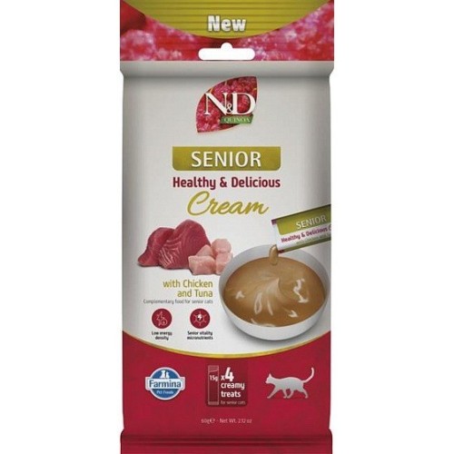 FARMINA N&D QUINOA CAT SENIOR CREAM WITH CHICKEN & TUNA 60gr