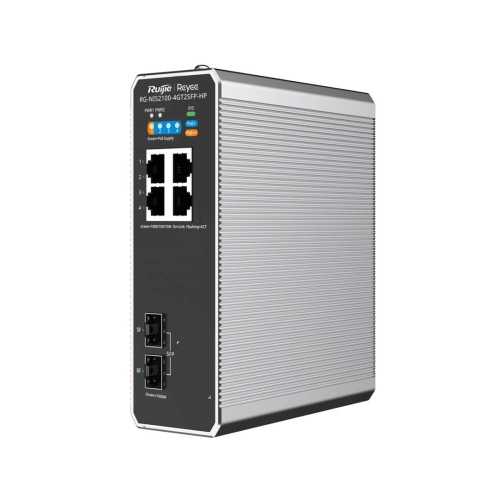 Ruijie Networks RG-NIS2100 Zarządzany L2 Gigabit Ethernet (10/100/1000) Obsługa PoE Czarny, Stal nierdzewna