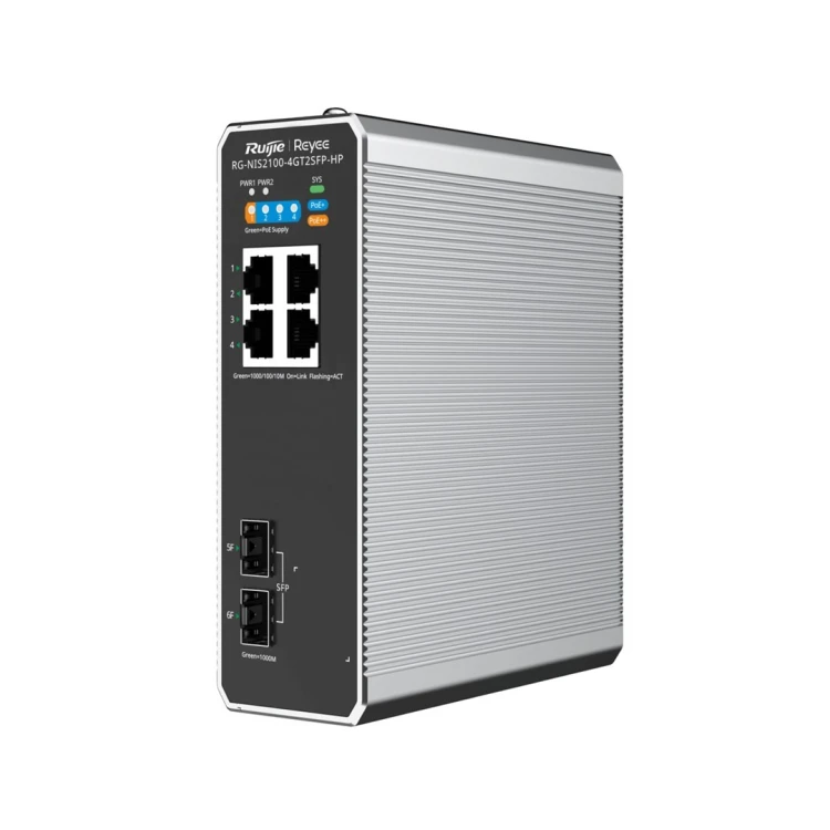 Ruijie Networks RG-NIS2100 Zarządzany L2 Gigabit Ethernet (10/100/1000) Obsługa PoE Czarny, Stal nierdzewna