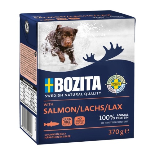 BOZITA Mięsne kawałki z łososiem w galaretce 370g