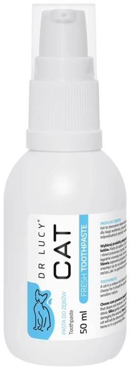DR LUCY - CAT FRESH TOOTHPASTE 50 ML PASTA DO KOCICH ZĘBÓW PRZYWRACAJĄCA CZYSTOŚĆ I ŚWIEŻY ZAPACH NA BAZIE NATURALNYCH KRZEMIONEK I STEWII