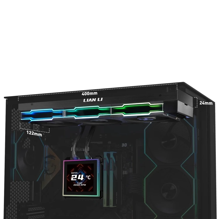 Lian Li HydroShift II LCD-S 360 TL Procesor Zestaw do chłodzenia płynami 12 cm Czarny 1 szt.