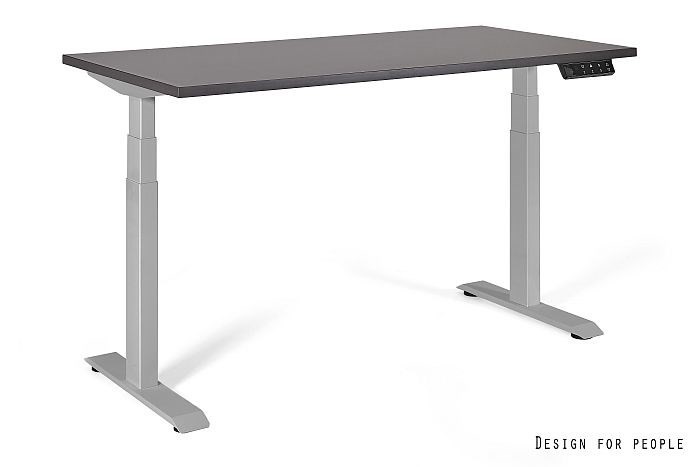 Biurko/Stolik z regulowaną wysokością UNIQUE ACTIVE I 14-C103W-G-140-YZ-13 szary stelaż i blat, 140X70 cm