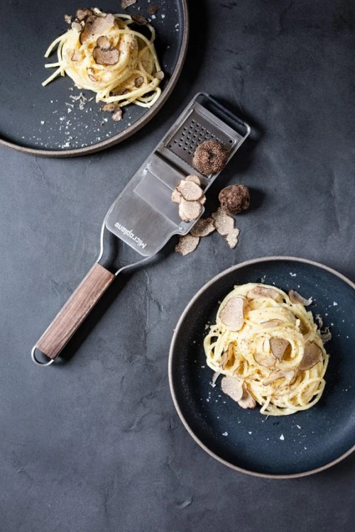 Microplane 43313 ręczna tarka / spiralizer Tarka z uchwytem Srebrny, Drewno