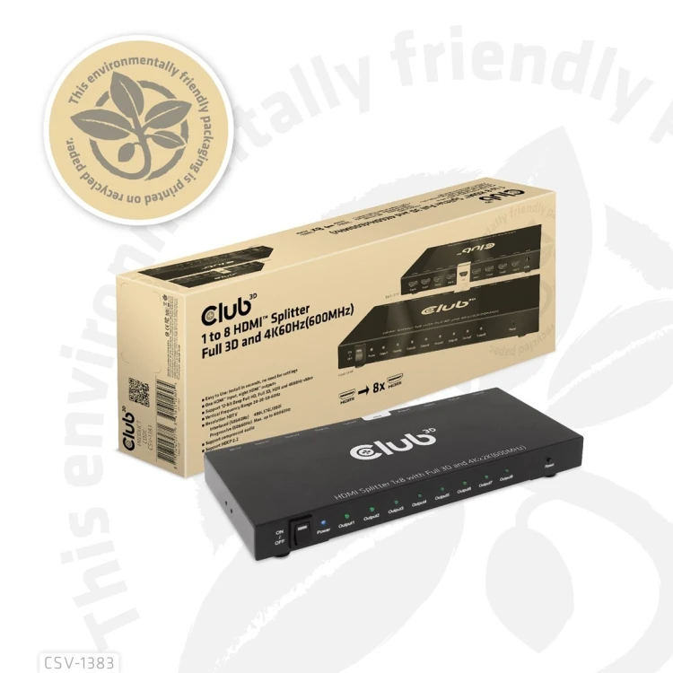 CLUB3D CSV-1383 rozgałęziacz telewizyjny HDMI 8x HDMI