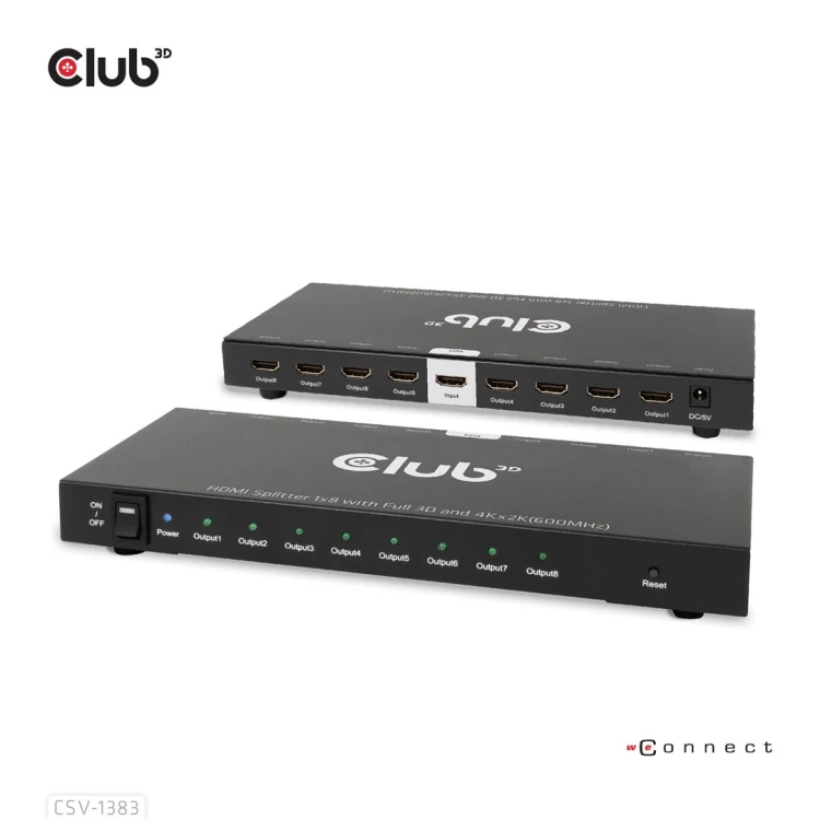 CLUB3D CSV-1383 rozgałęziacz telewizyjny HDMI 8x HDMI