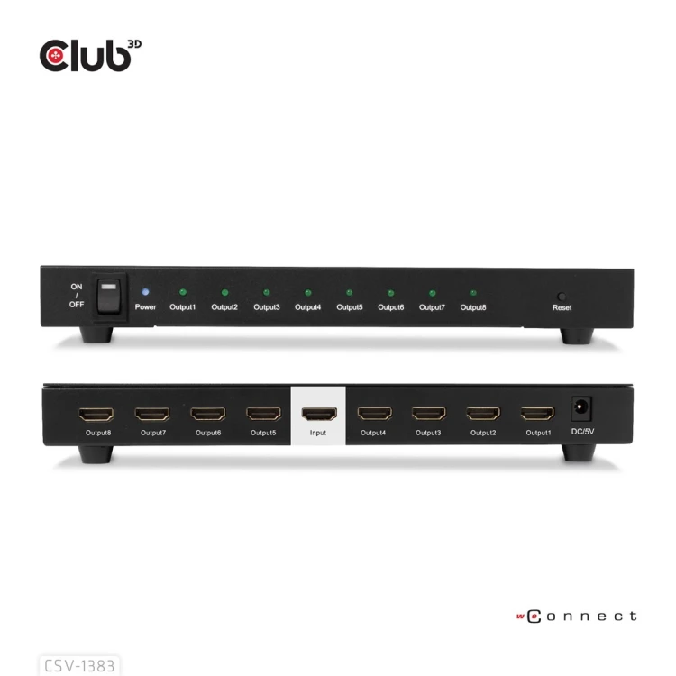 CLUB3D CSV-1383 rozgałęziacz telewizyjny HDMI 8x HDMI