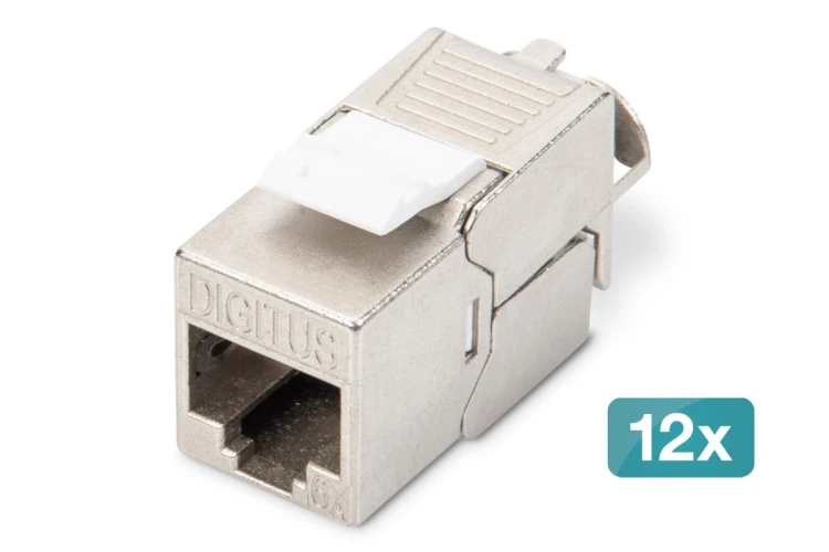 Digitus Moduł CAT 6A Keystone, ekranowany, beznarzędziowe złącze montażowe - 12 szt.