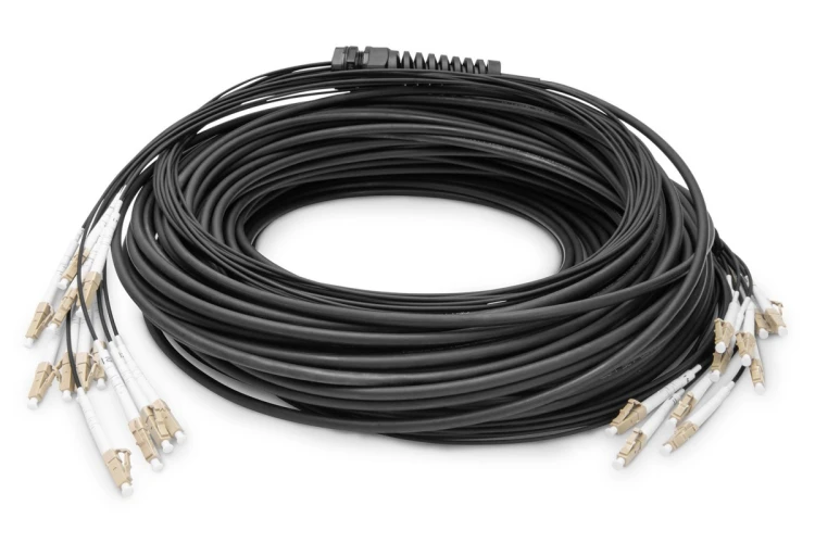 Digitus Zakończony fabrycznie uniwersalny kabel światłowodowy typu breakout, wielomodowy OM4, 12 włókien, LC/UPC – LC/UPC
