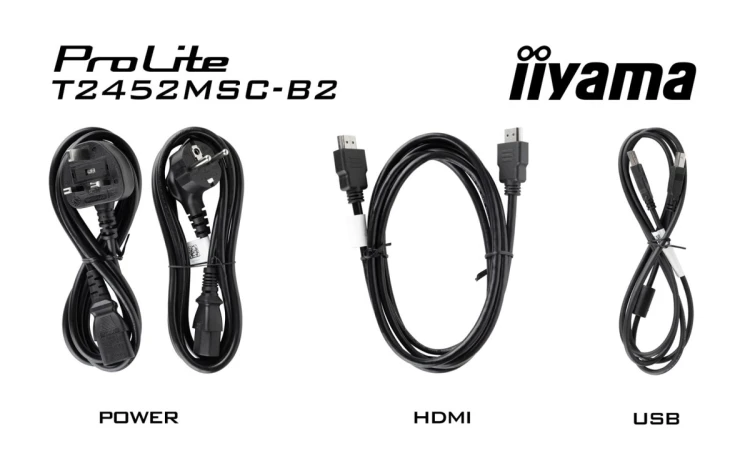 iiyama ProLite T2452MSC-B2 monitor komputerowy 61 cm (24") 1920 x 1080 px Full HD Ekran dotykowy Czarny