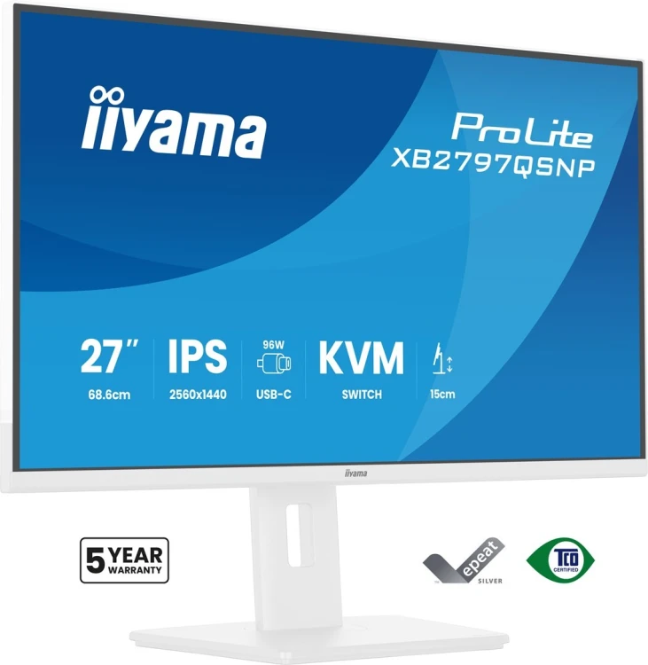 iiyama ProLite XB2797QSNP-W1 monitor komputerowy 68,6 cm (27") 2560 x 1440 px Quad HD LCD Biały