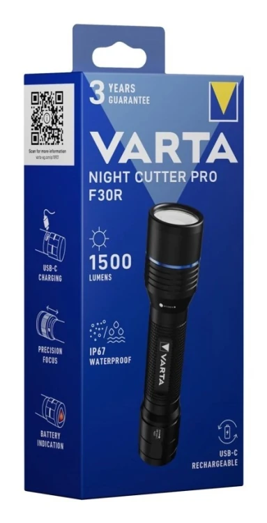 Varta Night Cutter Pro F30R Czarny Latarka ręczna LED